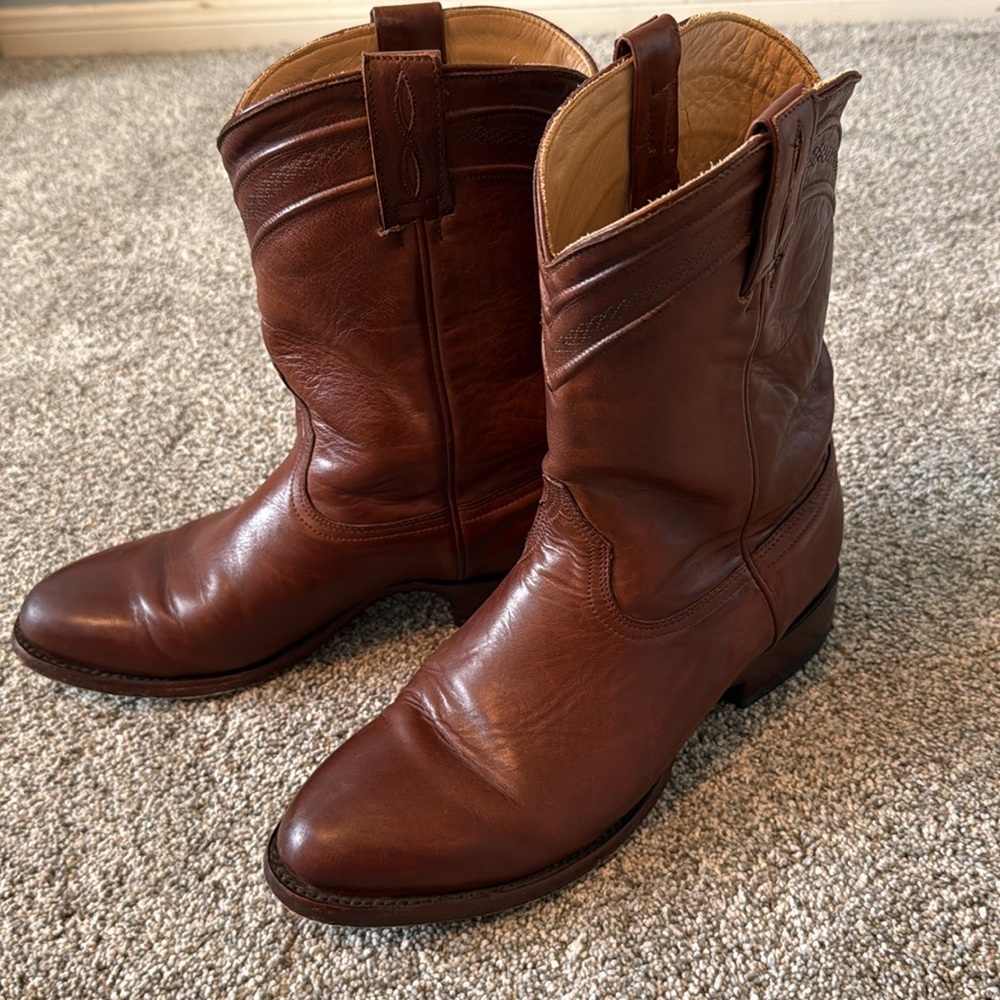 JRC & SONS MEN'S KINGSTON BRUSH OFF GOAT LEATHER ROUND TOE ROPER BOOT 10D - Picture 3 of 7